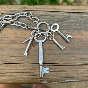 Vintage Silver Chain Key Necklace